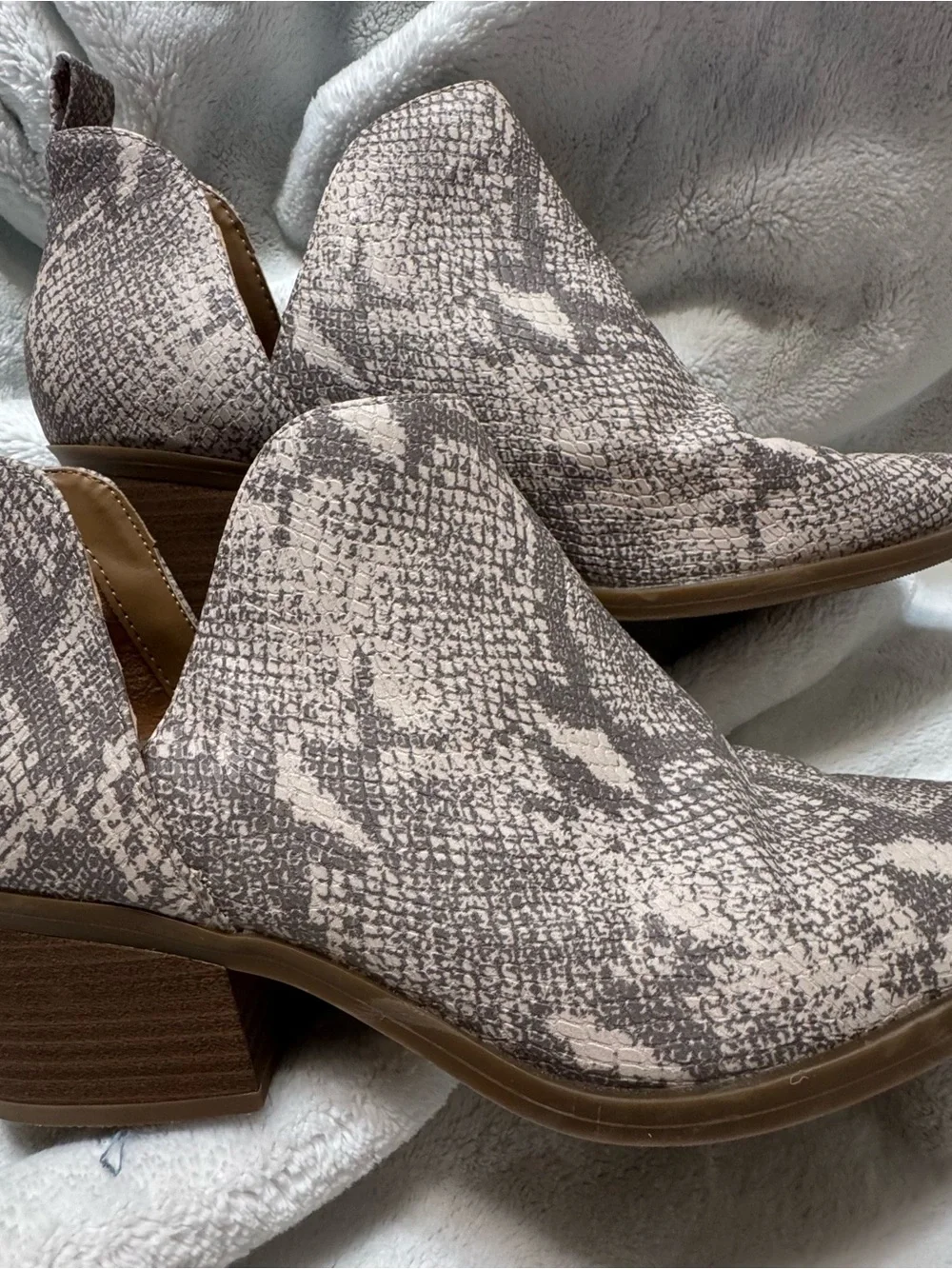 Goodthreads Taupe Snake-Print Ankle Booties